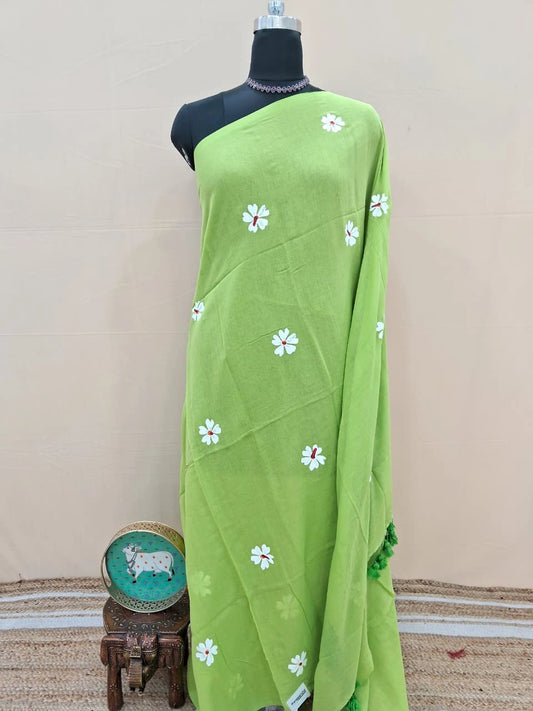 Leaf Green Handloom Khadhi Cotton Saree