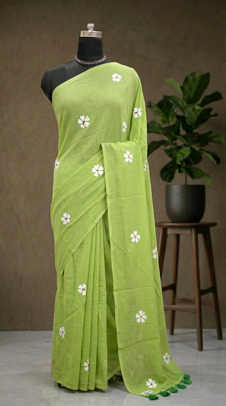 Leaf Green Handloom Khadhi Cotton Saree