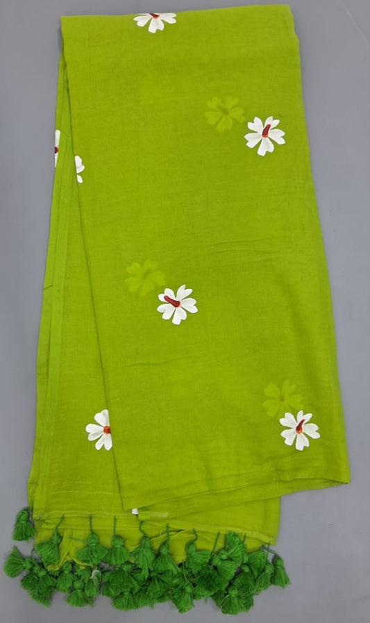 Bright Green Khadhi Cotton Saree 