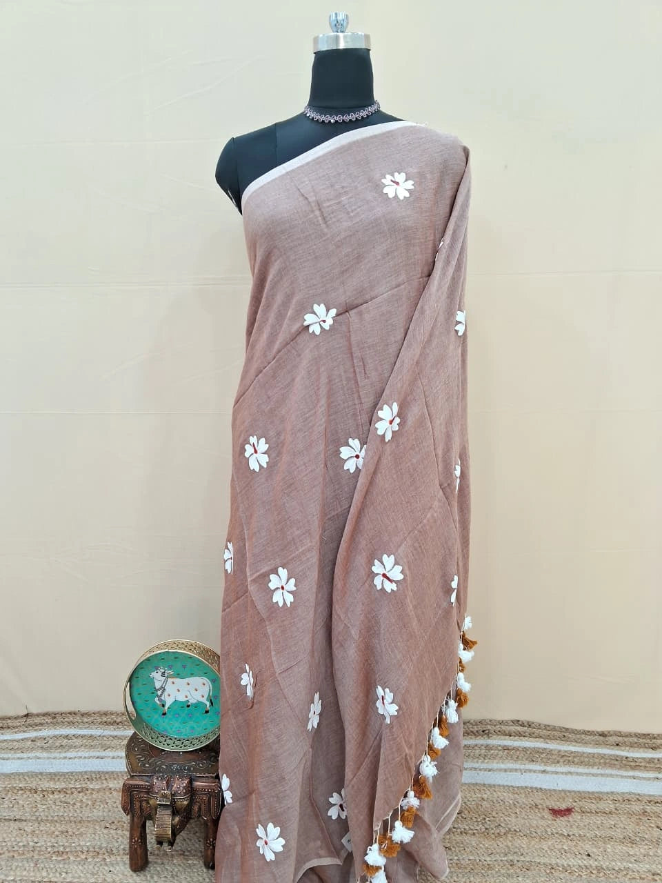 Light Brown Khadhi Cotton Saree 