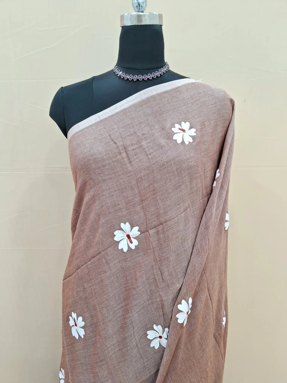 Light Brown Khadhi Cotton Saree 1