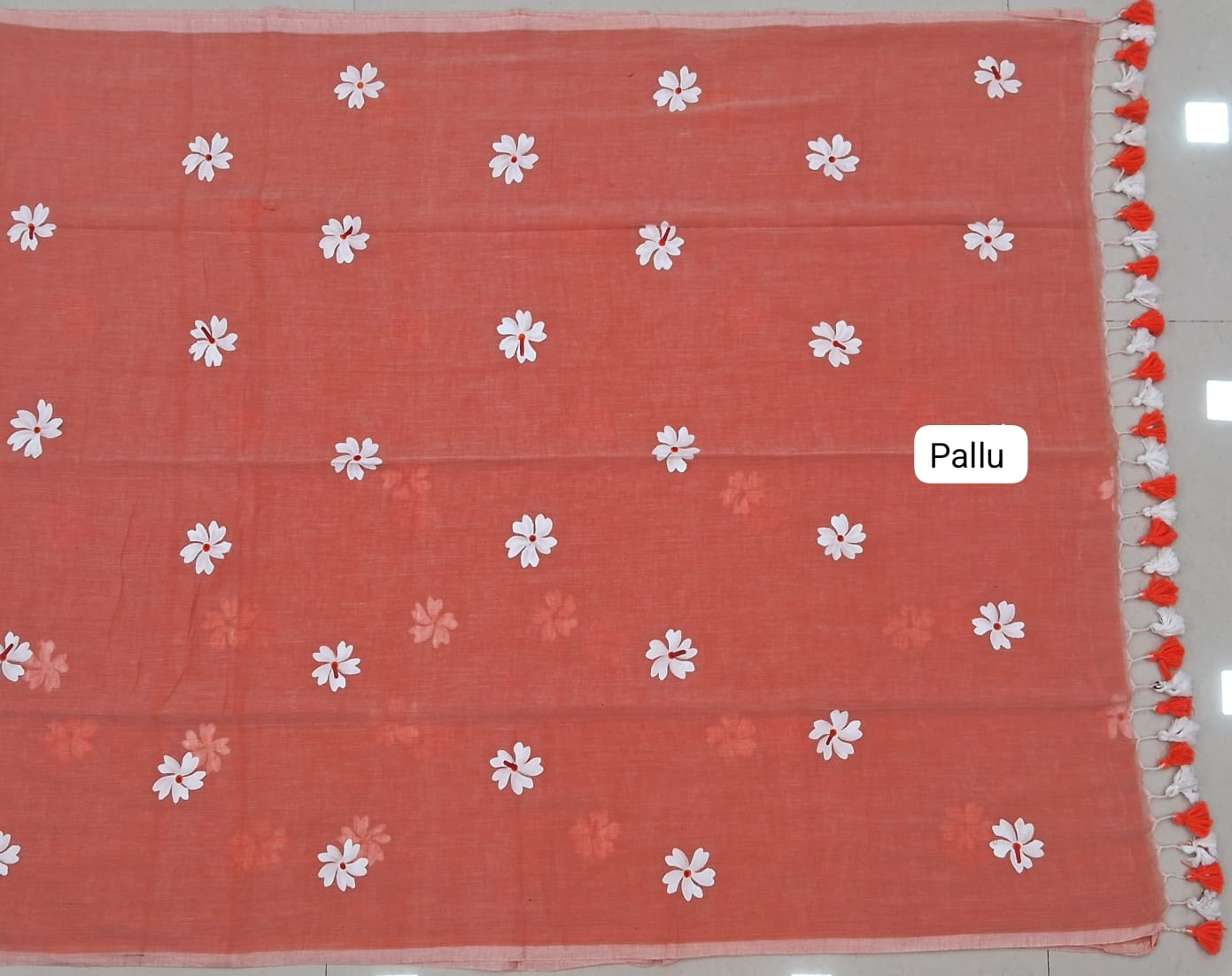 Orange Khadhi Cotton pallu