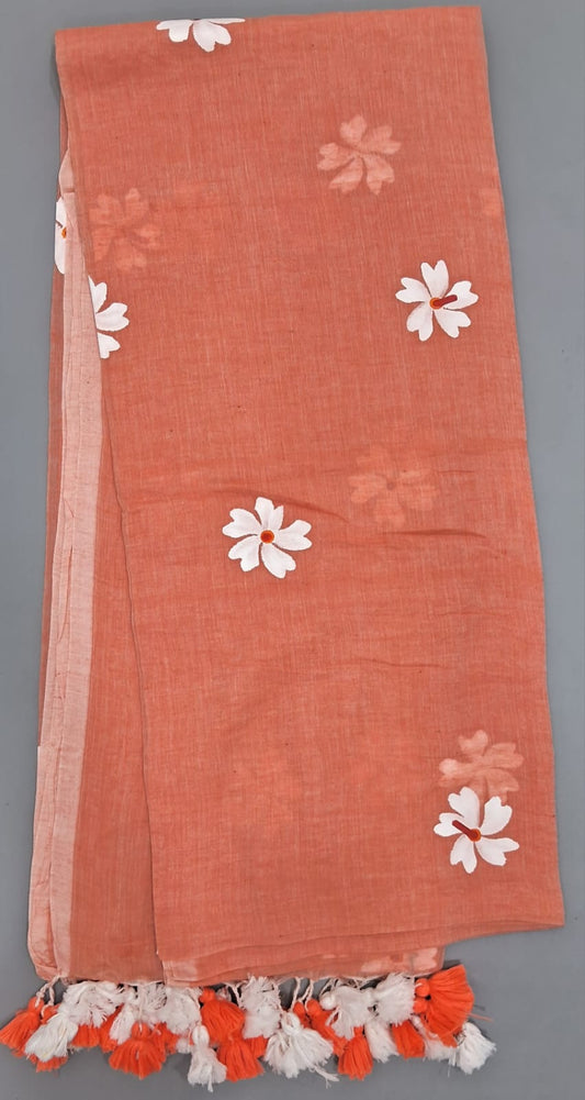 Orange Khadhi Cotton Saree