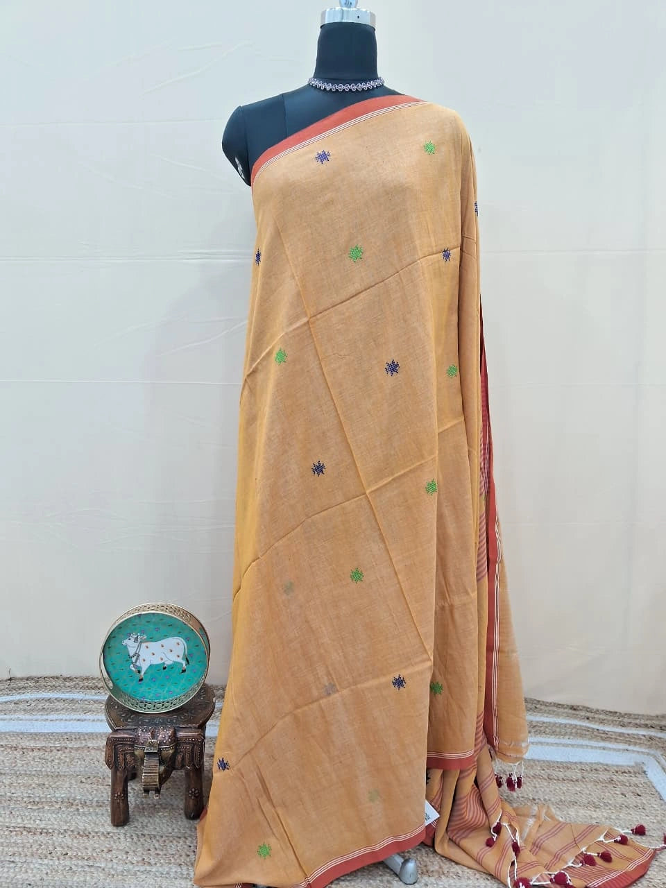 Mustard Yellow Khadhi Cotton Saree