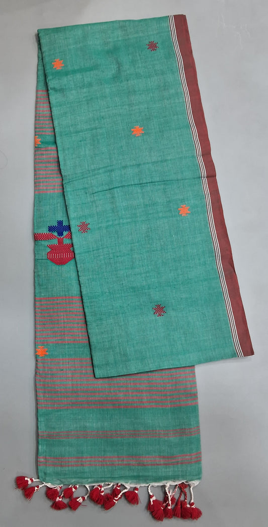 Teal Blue Khadhi Cotton Saree