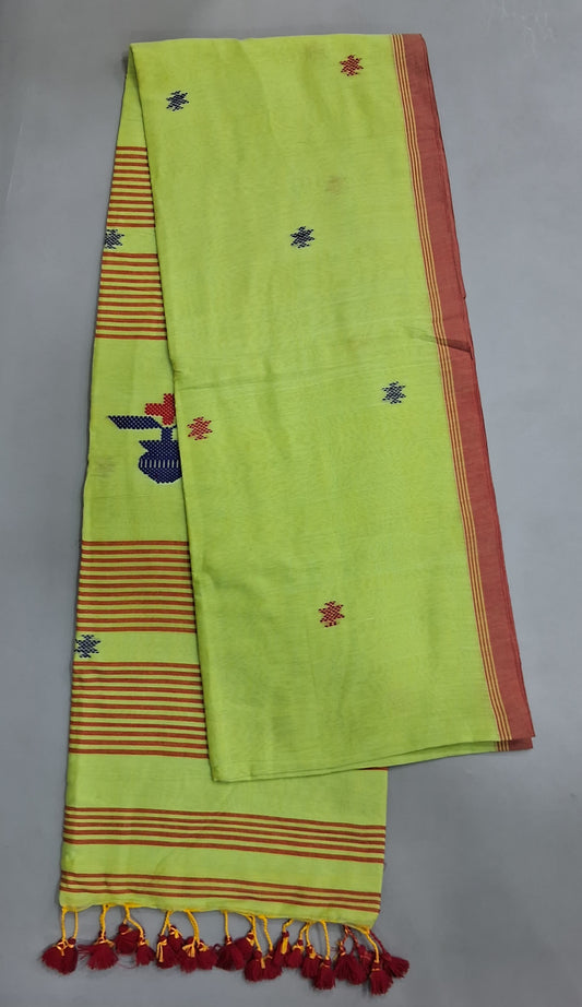 Bright Green Khadhi Cotton Saree