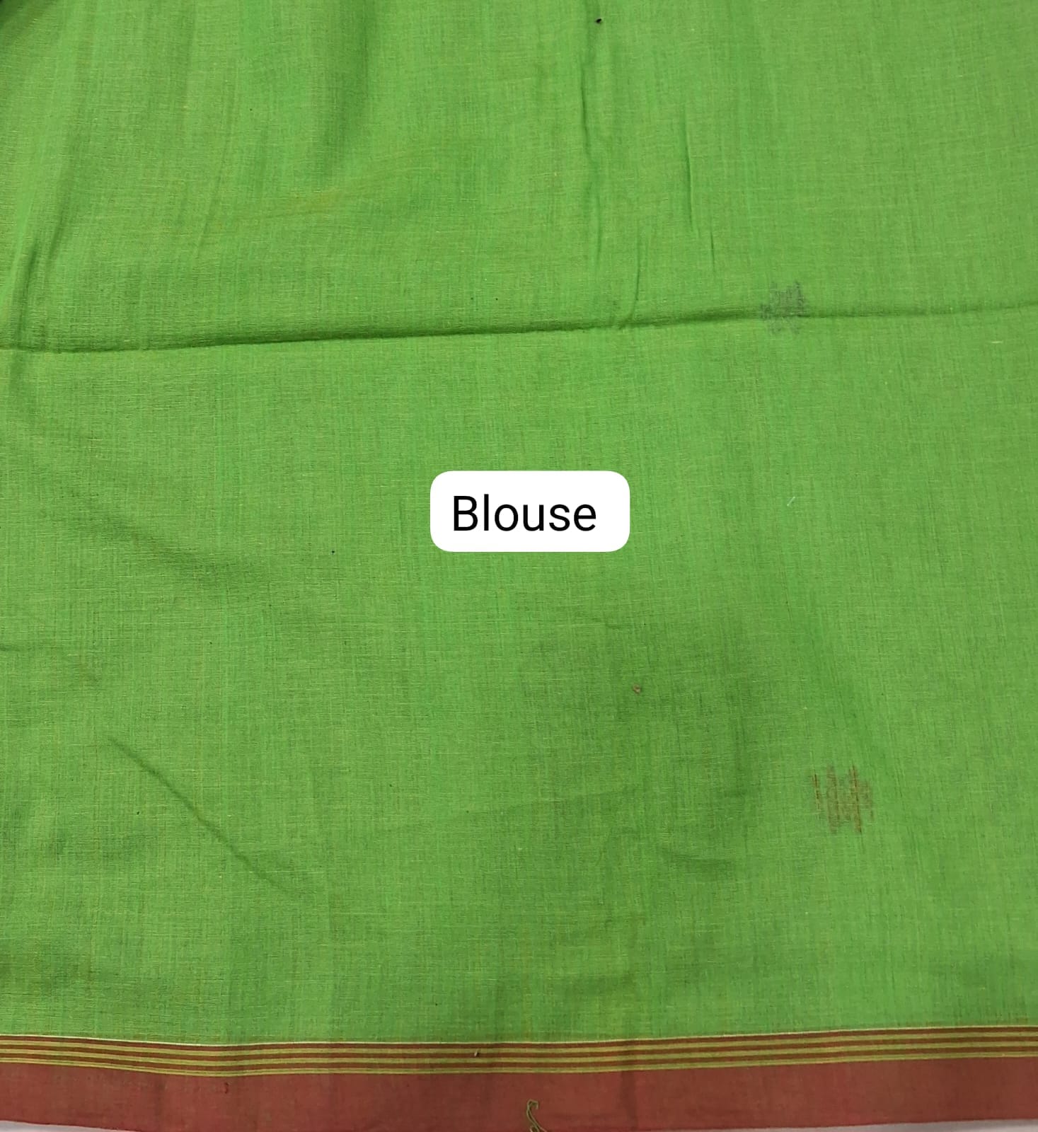Parrot Green Khadhi Cotton Saree blouse