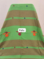 Parrot Green Khadhi Cotton Saree Pallu