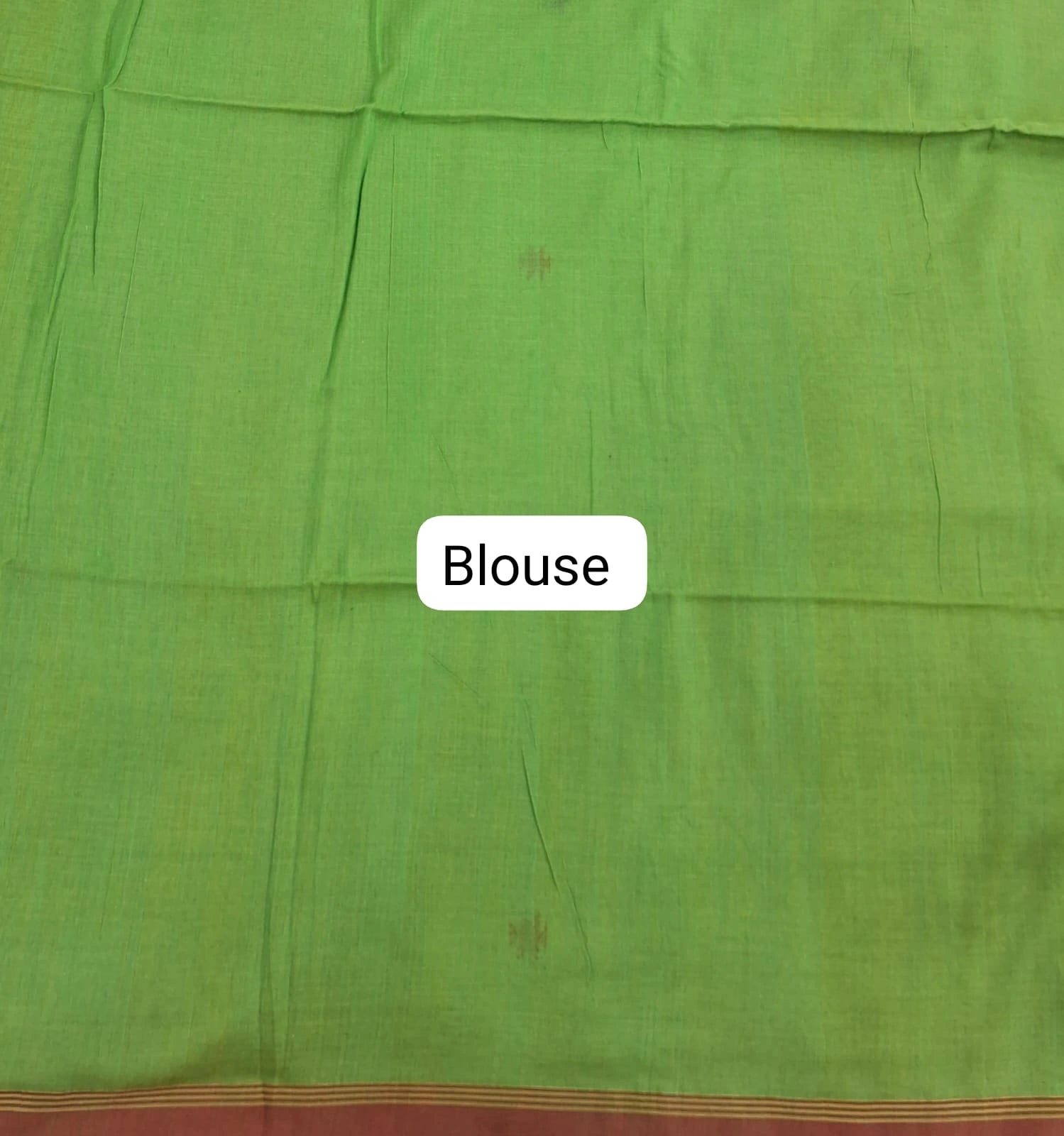 Parrot Green Khadhi Cotton Saree Blouse