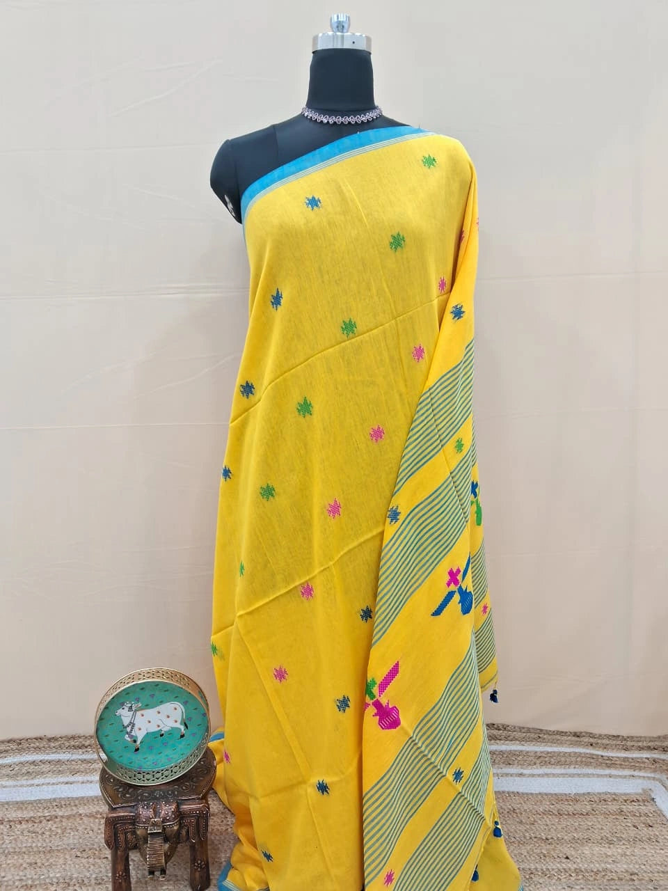 Yellow Khadhi Cotton Saree 