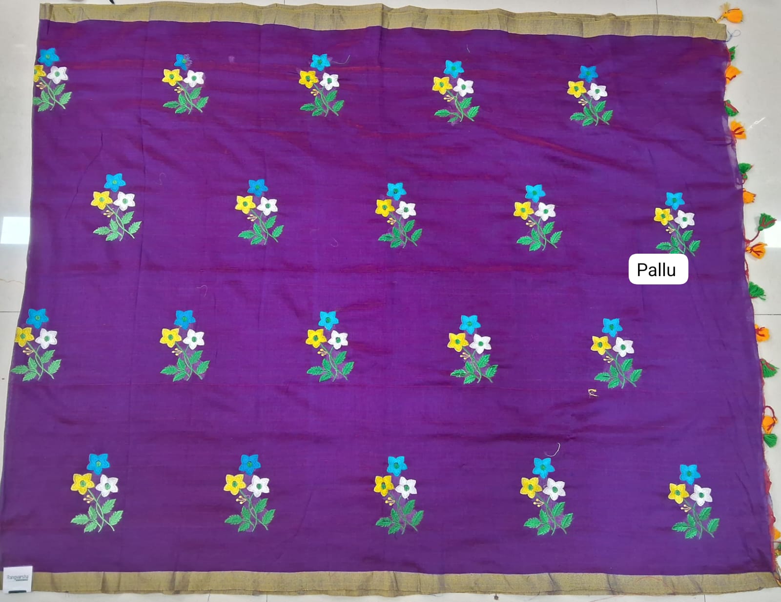 Purple Khadhi Cotton Saree pallu