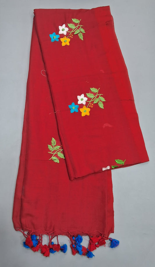 Candy Red Khadhi Cotton Saree 