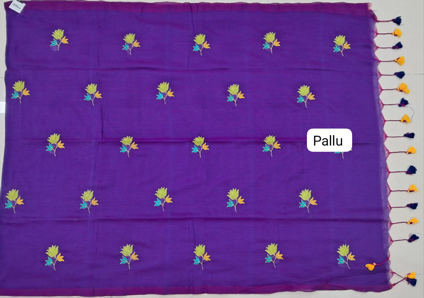 Purple Khadhi Cotton Saree pallu