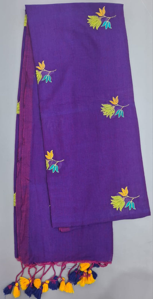 Purple Khadhi Cotton Saree 