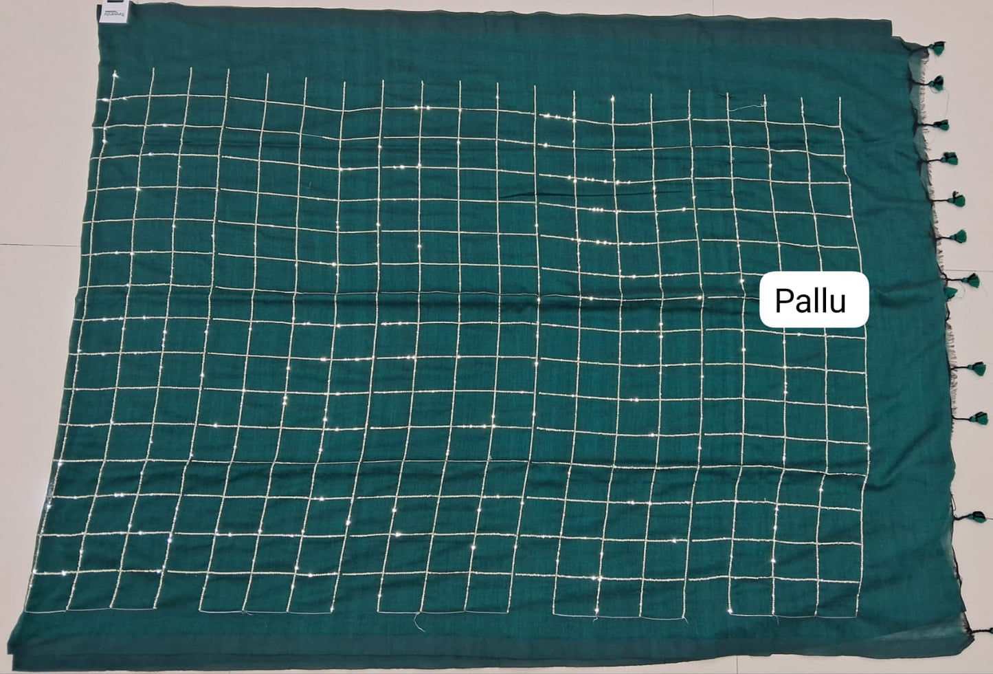 Bottle Green Khadhi Cotton Saree pallu