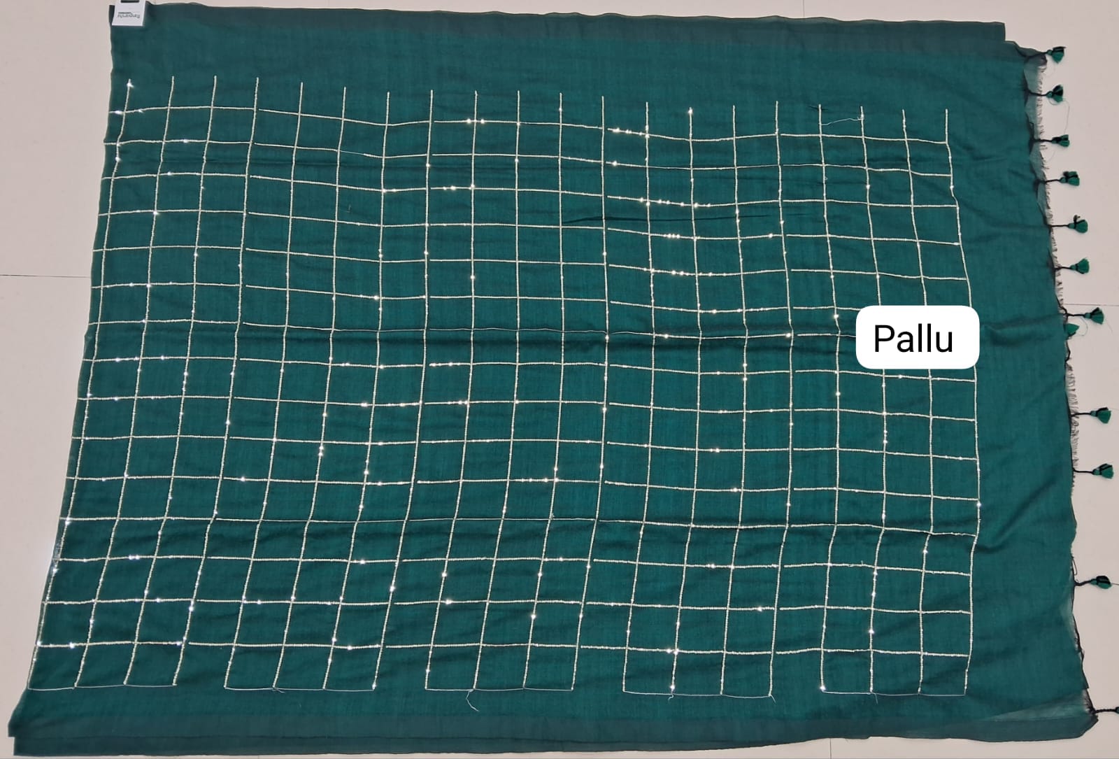 Bottle Green Khadhi Cotton Saree pallu