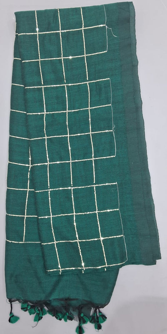 Bottle Green Khadhi Cotton Saree