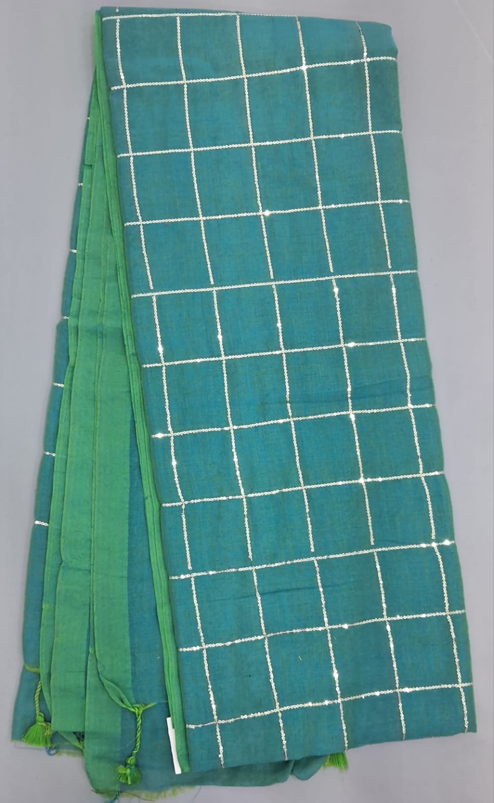 Teal Blue Khadhi Cotton Saree