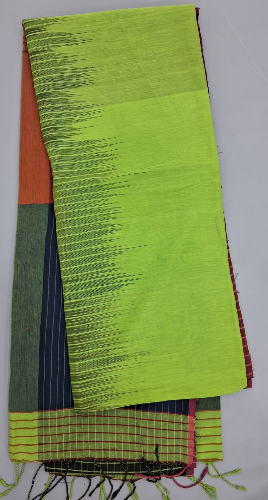 Bright Green Khadhi Cotton Saree