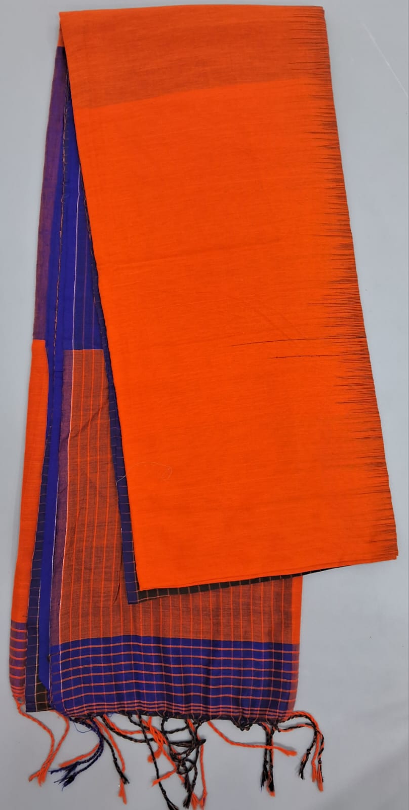 Orange Khadhi Cotton Saree