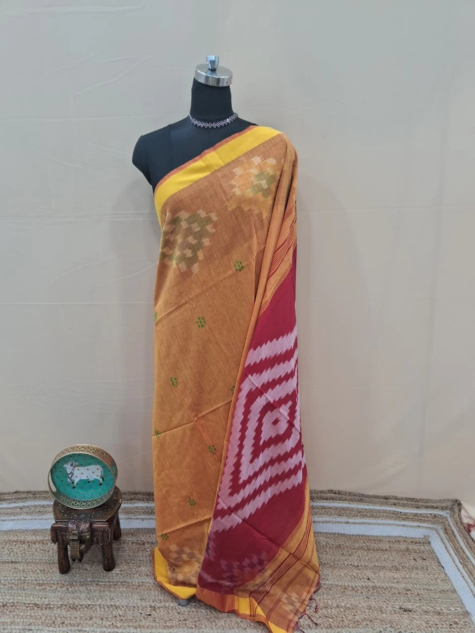 Muted Orange Khadhi Cotton Saree