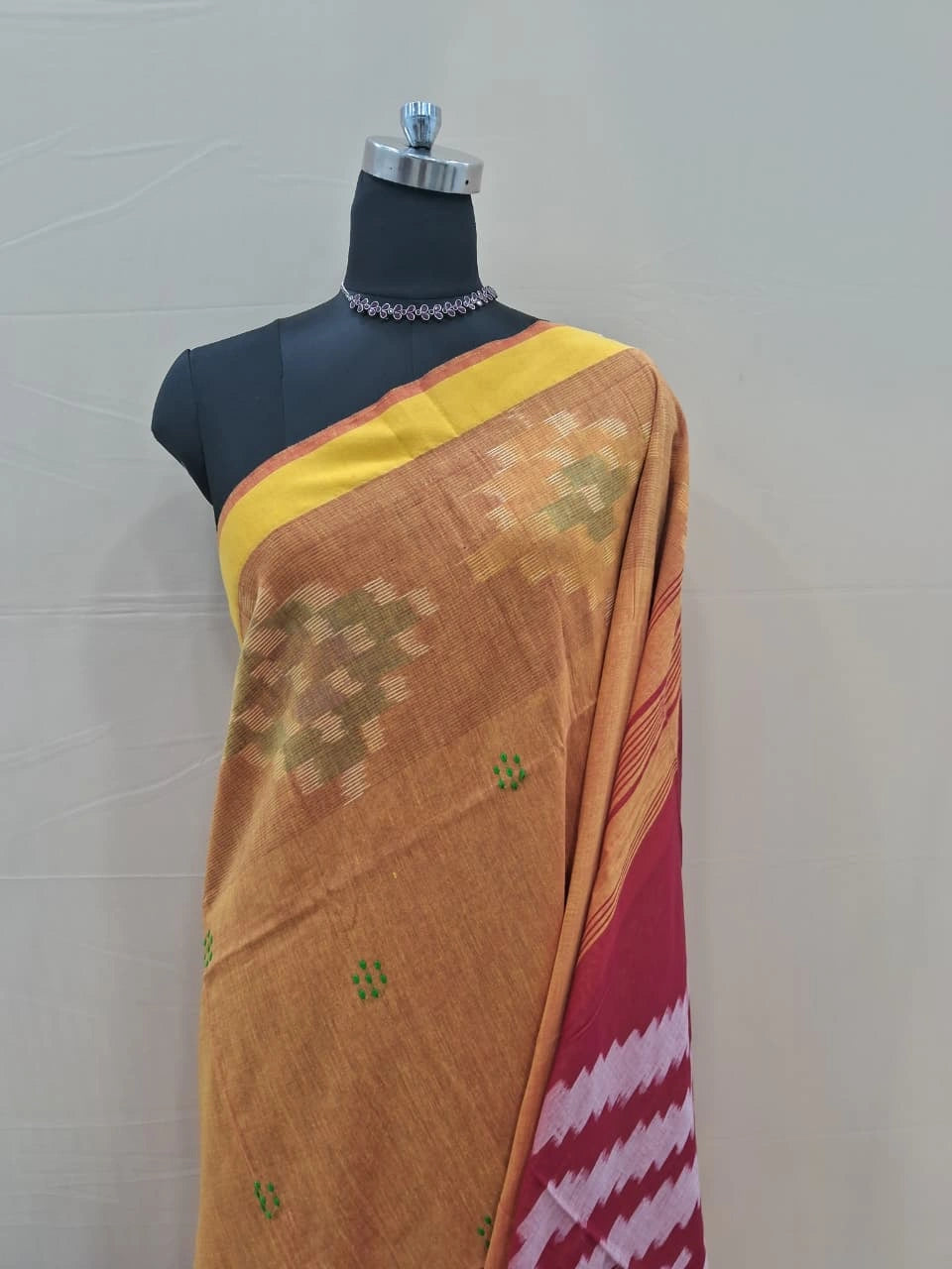Muted Orange Khadhi Cotton Saree 1