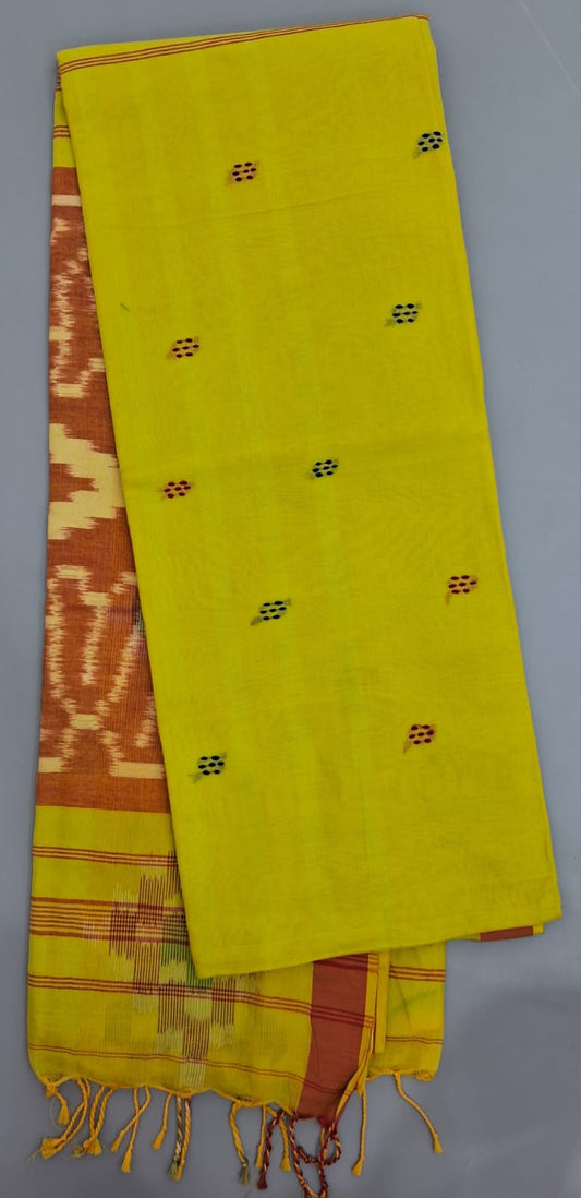Lemon Yellow Khadhi Cotton Saree