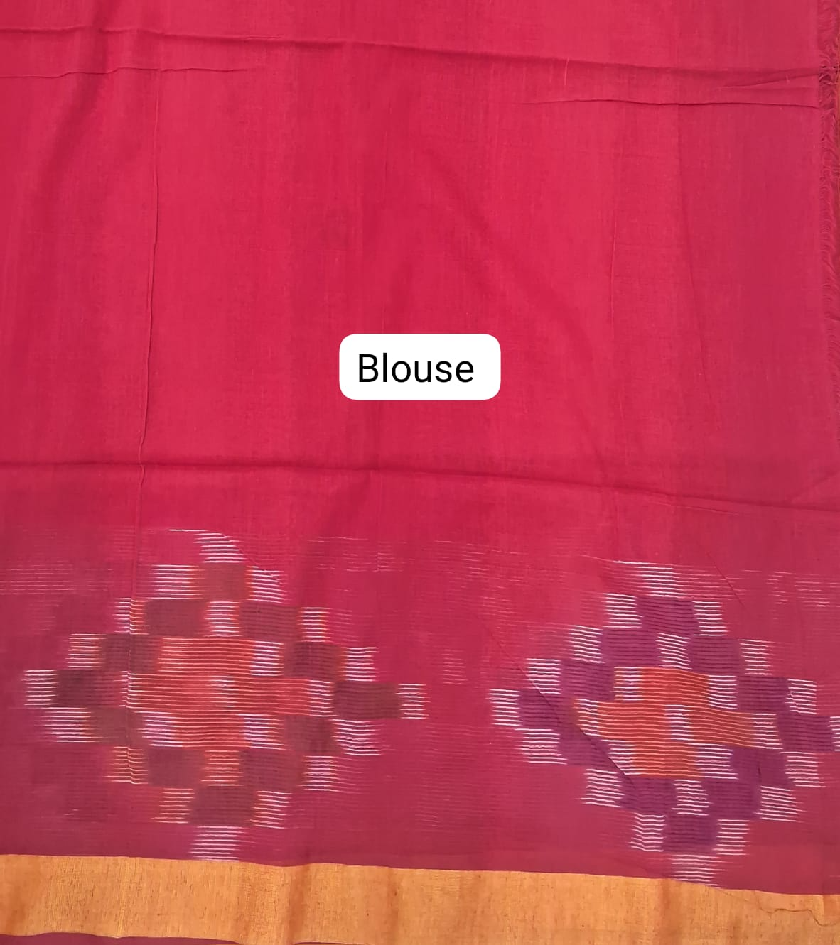 Candy Red Khadhi Cotton Saree blouse