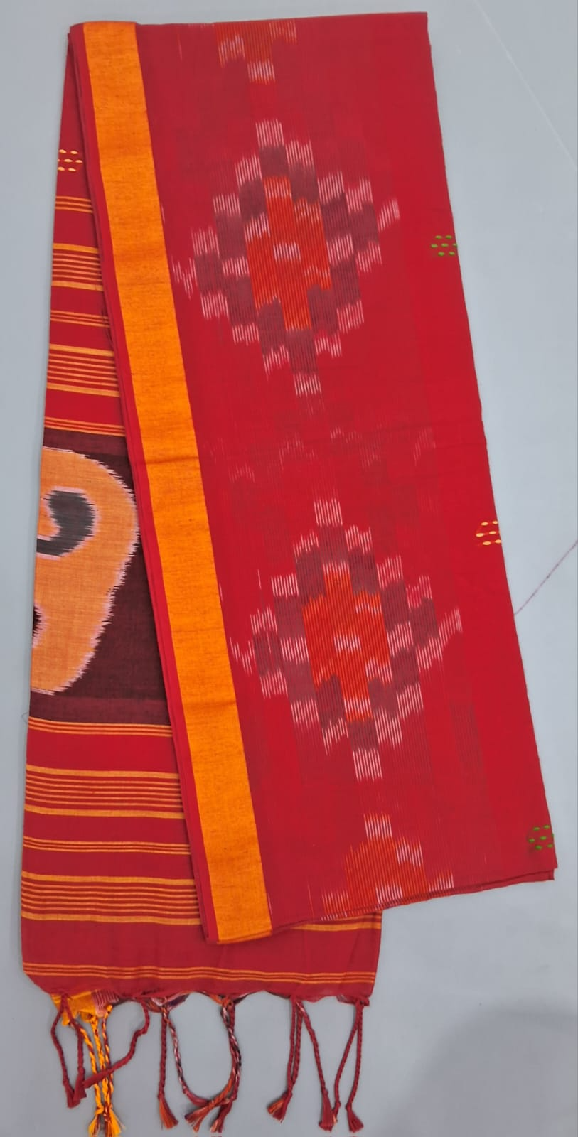 Candy Red Khadhi Cotton Saree