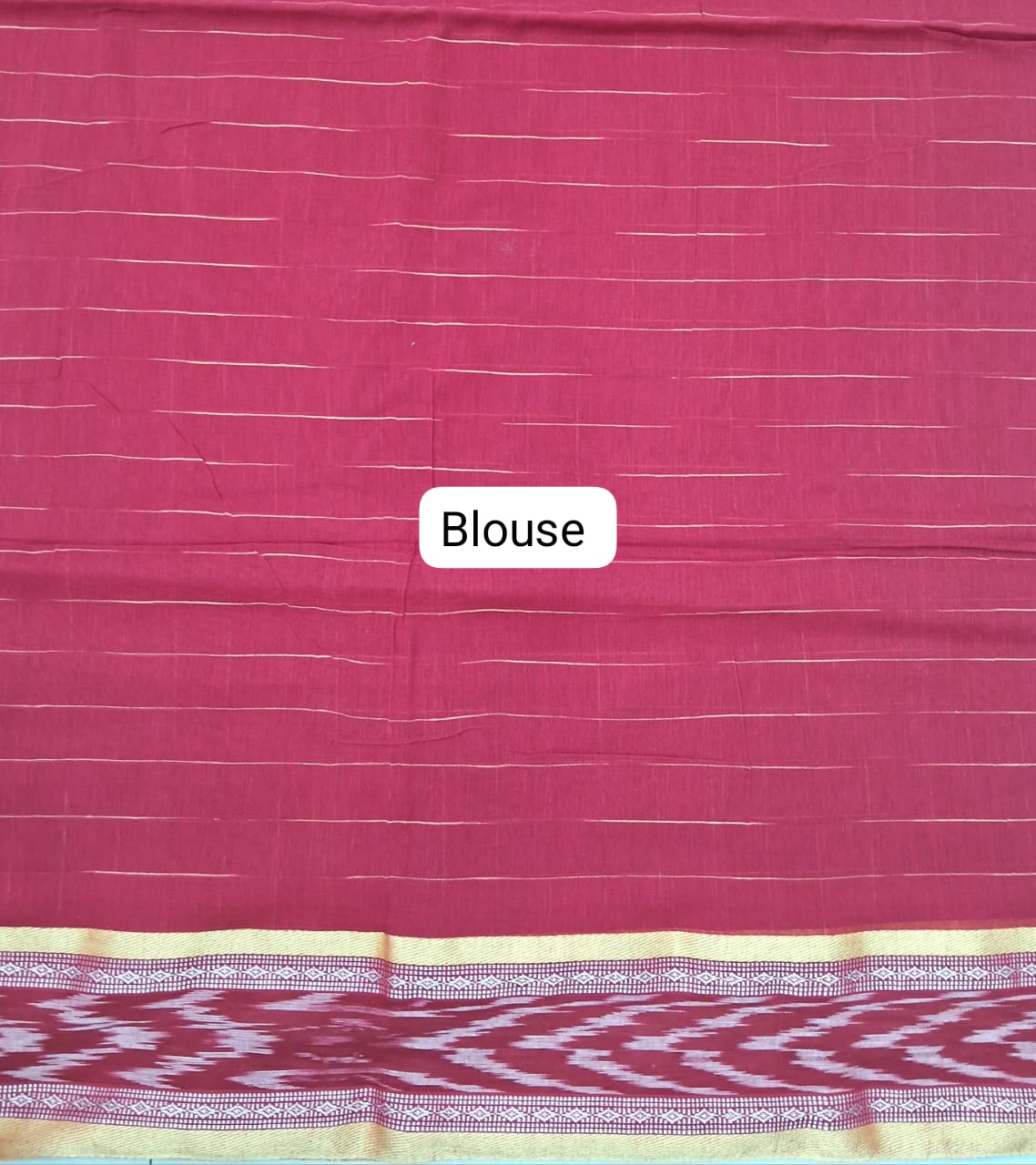 Candy Red Khadhi Cotton Saree blouse