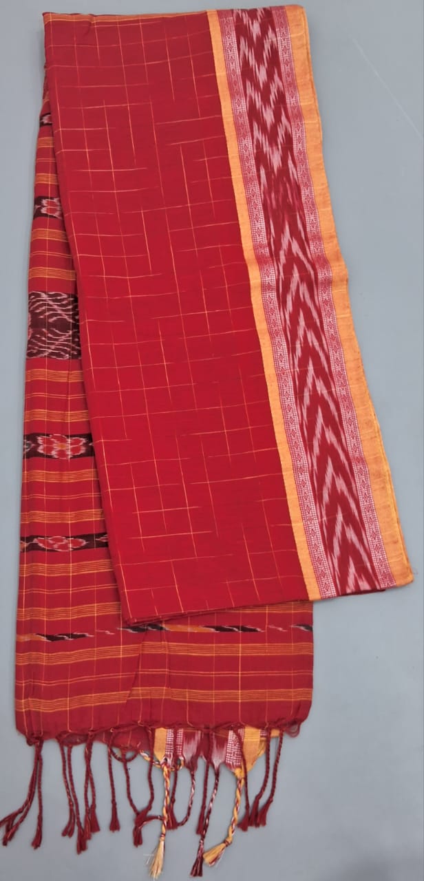 Candy Red Khadhi Cotton Saree