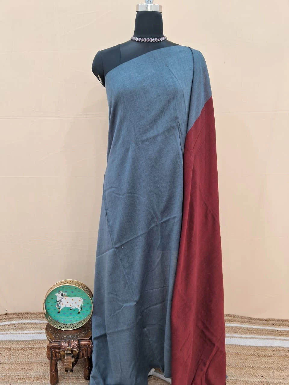 Stone Grey Khadhi cotton Saree