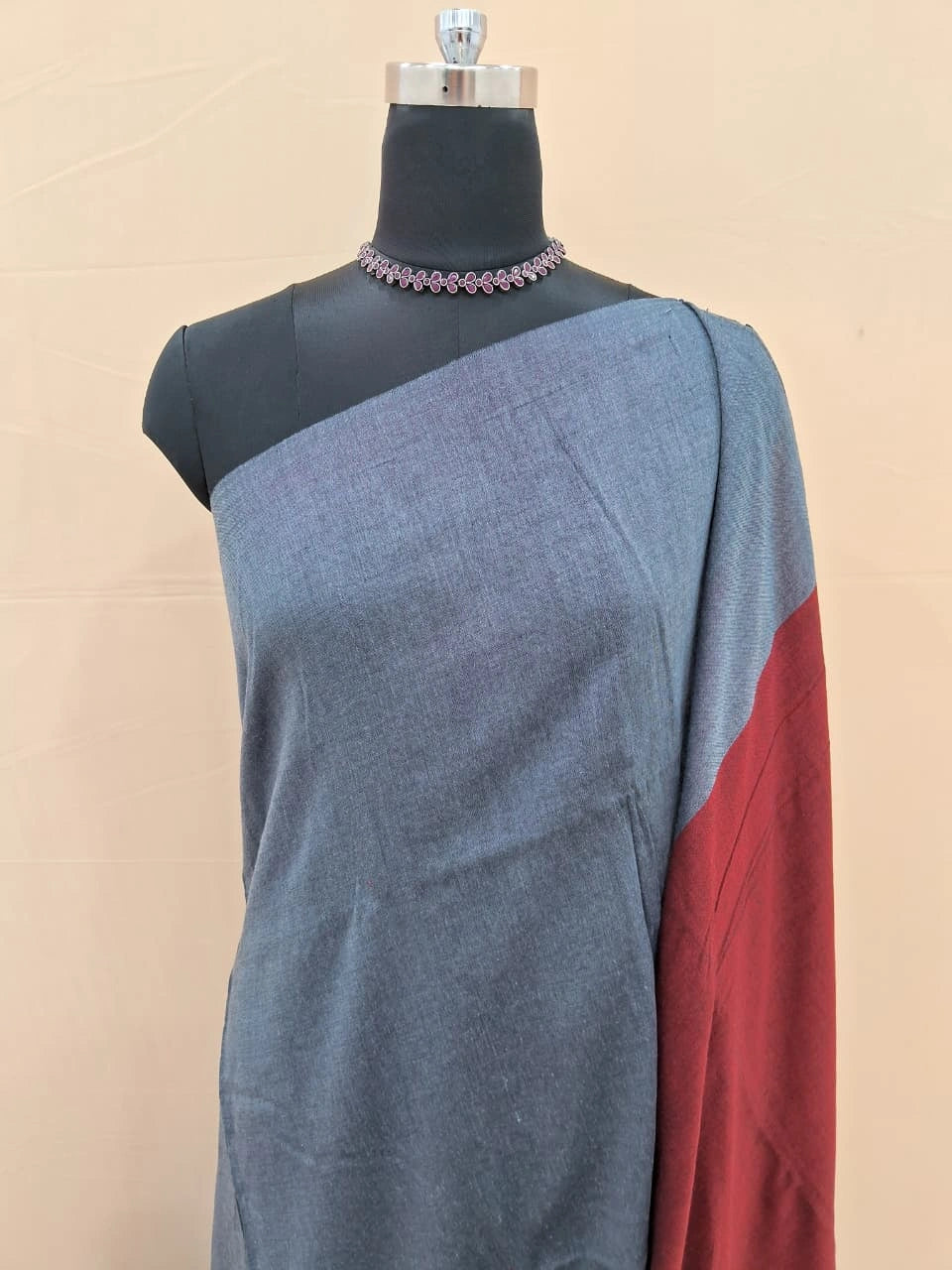 Stone Grey Khadhi cotton Saree 1