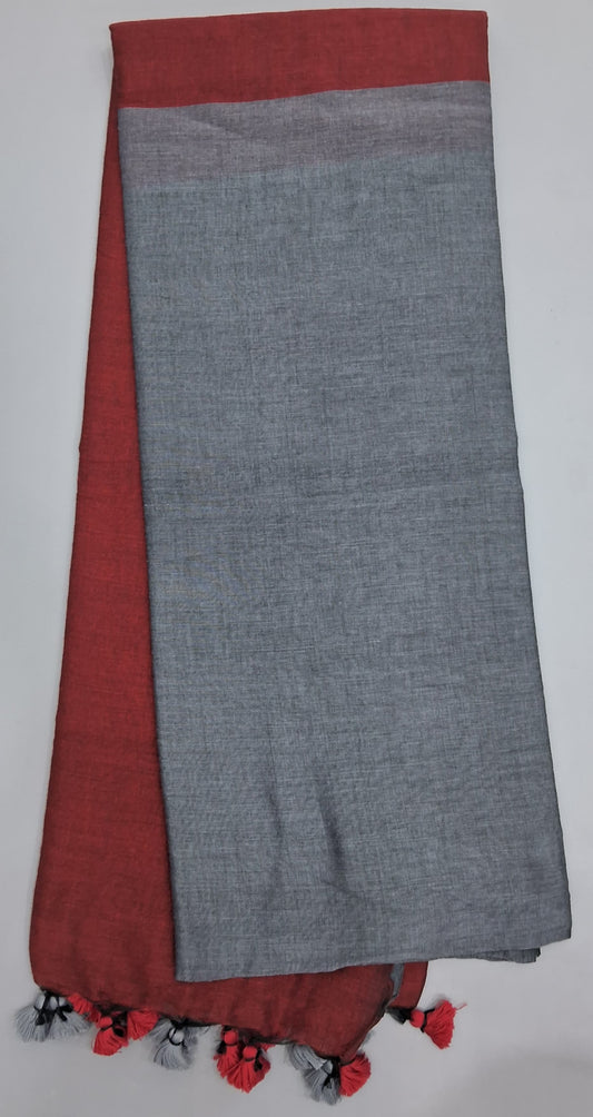 Stone Grey Khadhi cotton Saree