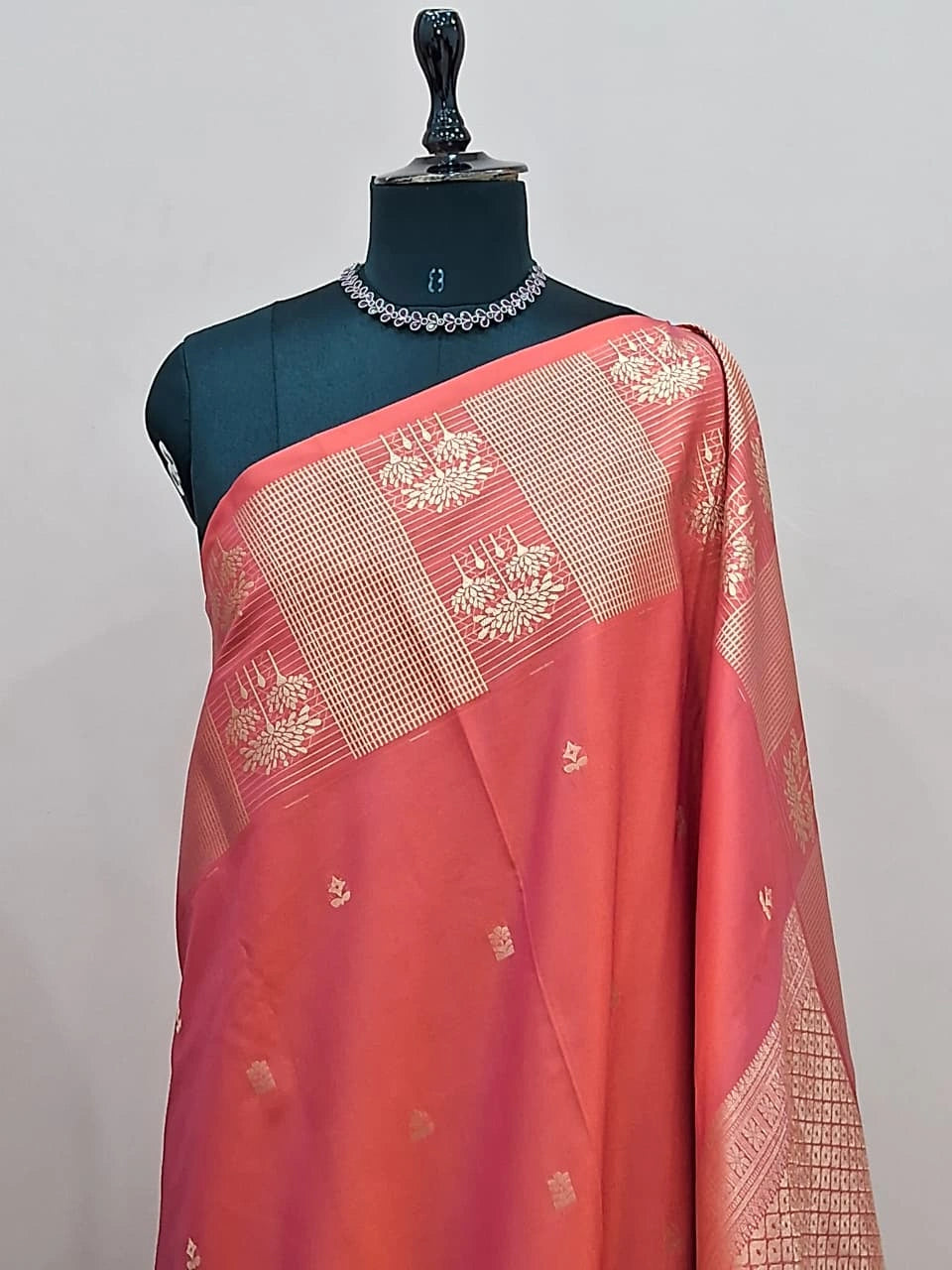 Dark Peach Kanchi Soft Silk Saree 1