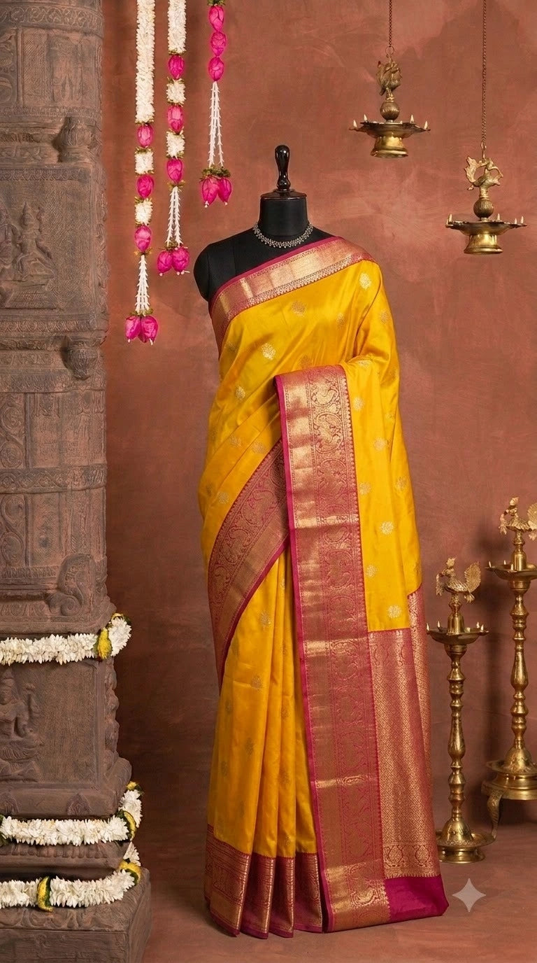 Yellow Kanchi Soft Silk Saree