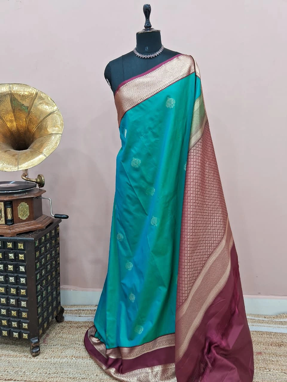 Rama Green Kanchi Soft Silk Saree