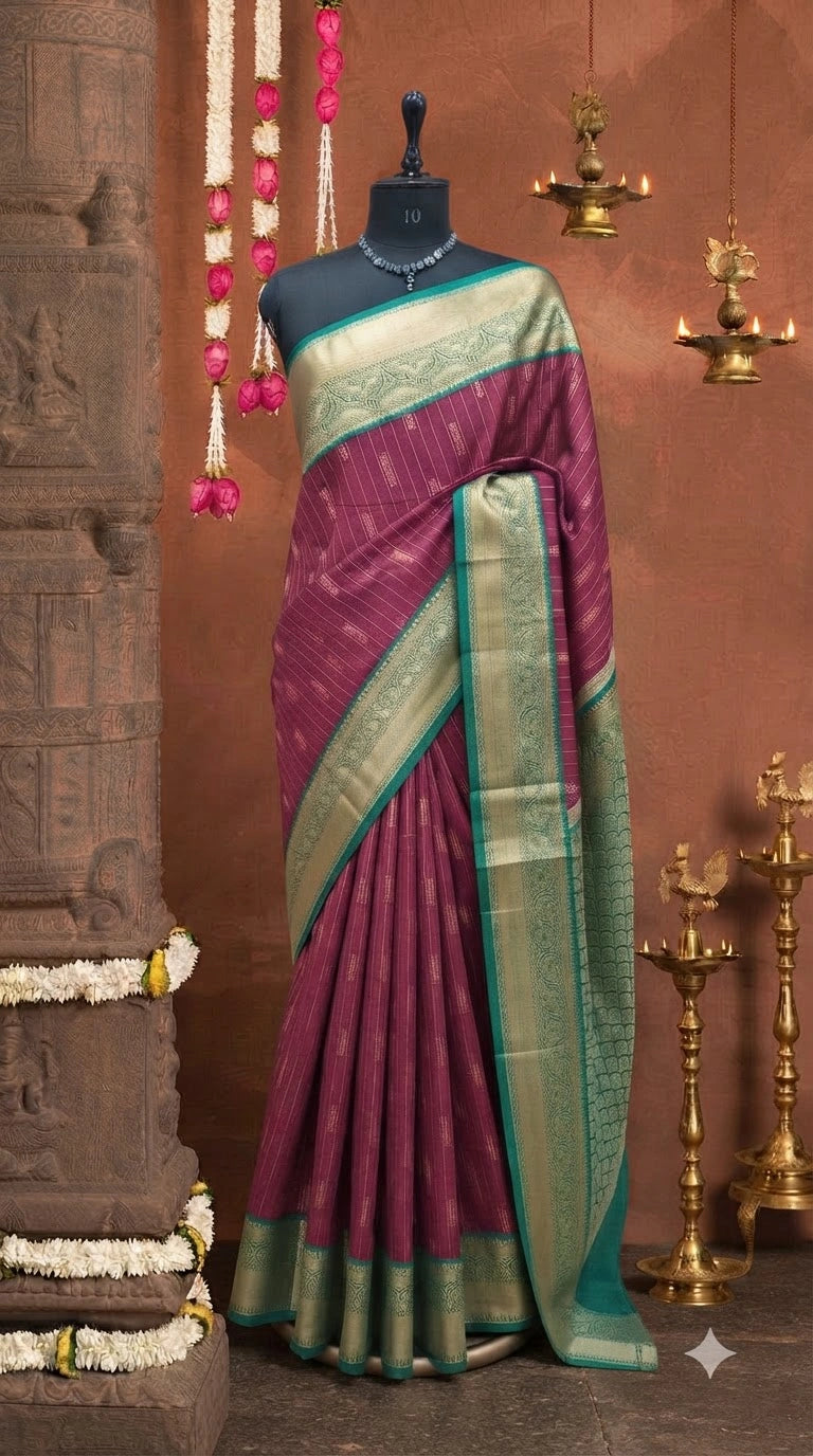 Maroon Kanchi Soft Silk Saree 