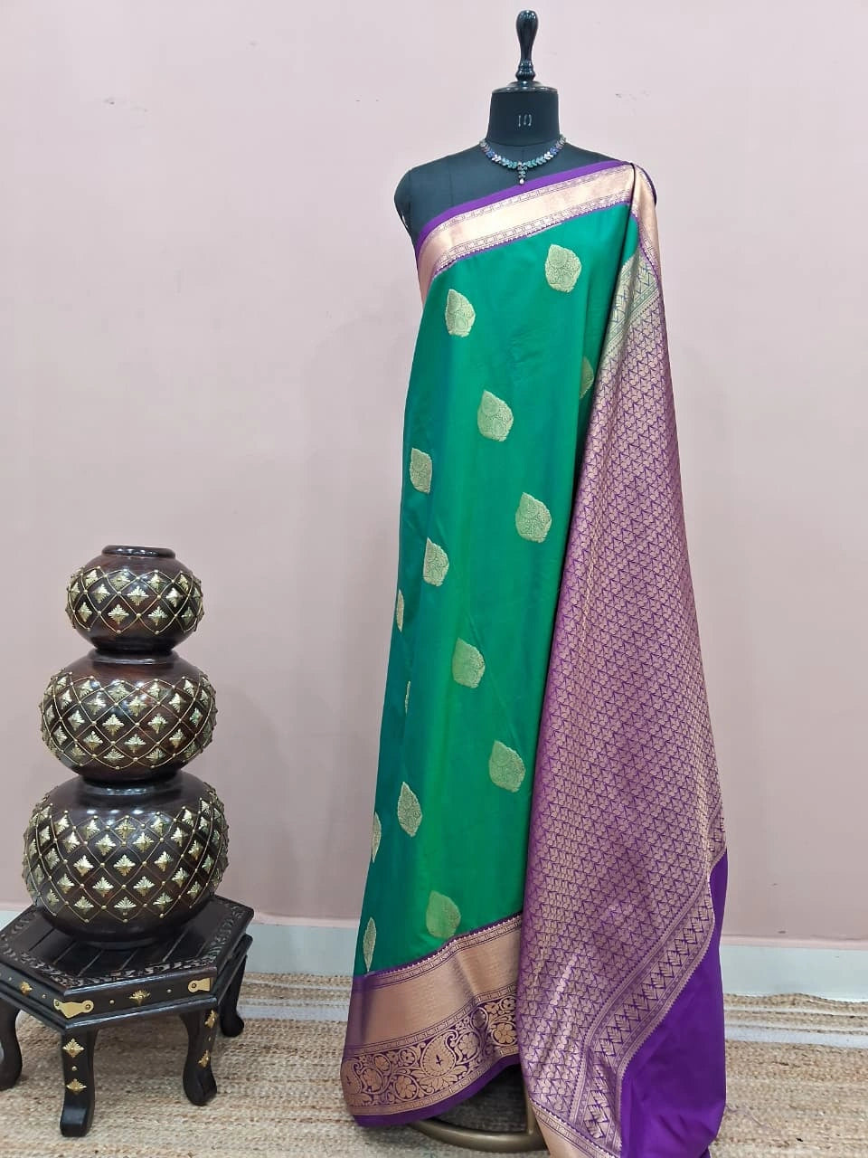 Seafoam Green Kanchi Soft Silk Saree