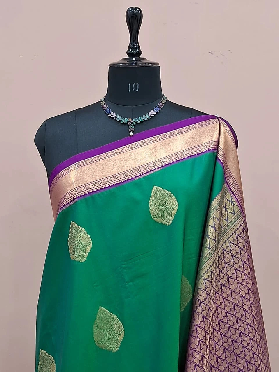 Seafoam Green Kanchi Soft Silk Saree 1