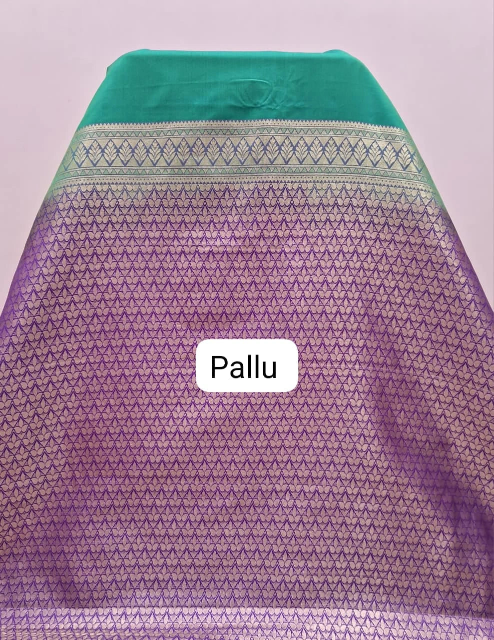 Seafoam Green Kanchi Soft Silk Saree Pallu