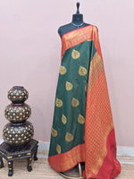 Bottle Green Kanchi Soft Silk Saree