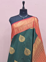 Bottle Green Kanchi Soft Silk Saree 1