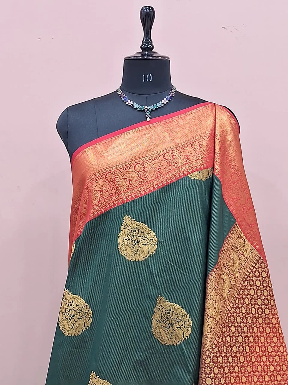 Bottle Green Kanchi Soft Silk Saree 1
