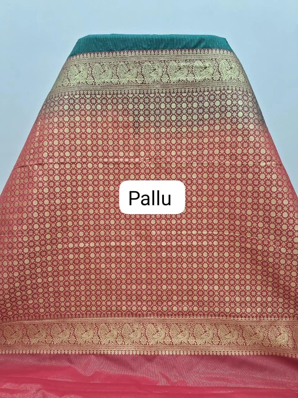 Bottle Green Kanchi Soft Silk Saree pallu