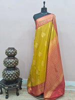 Lime Green Kanchi Soft Silk Saree