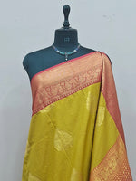Lime Green Kanchi Soft Silk Saree