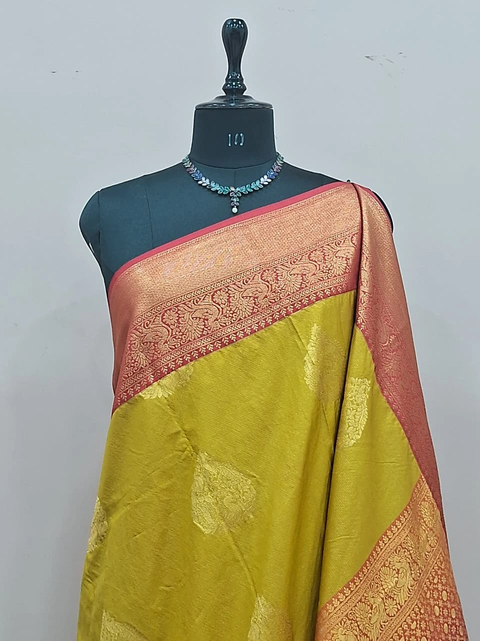 Lime Green Kanchi Soft Silk Saree