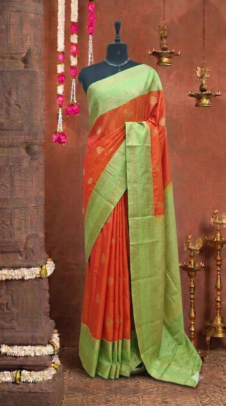 Orange Kanchi Soft Silk Saree 