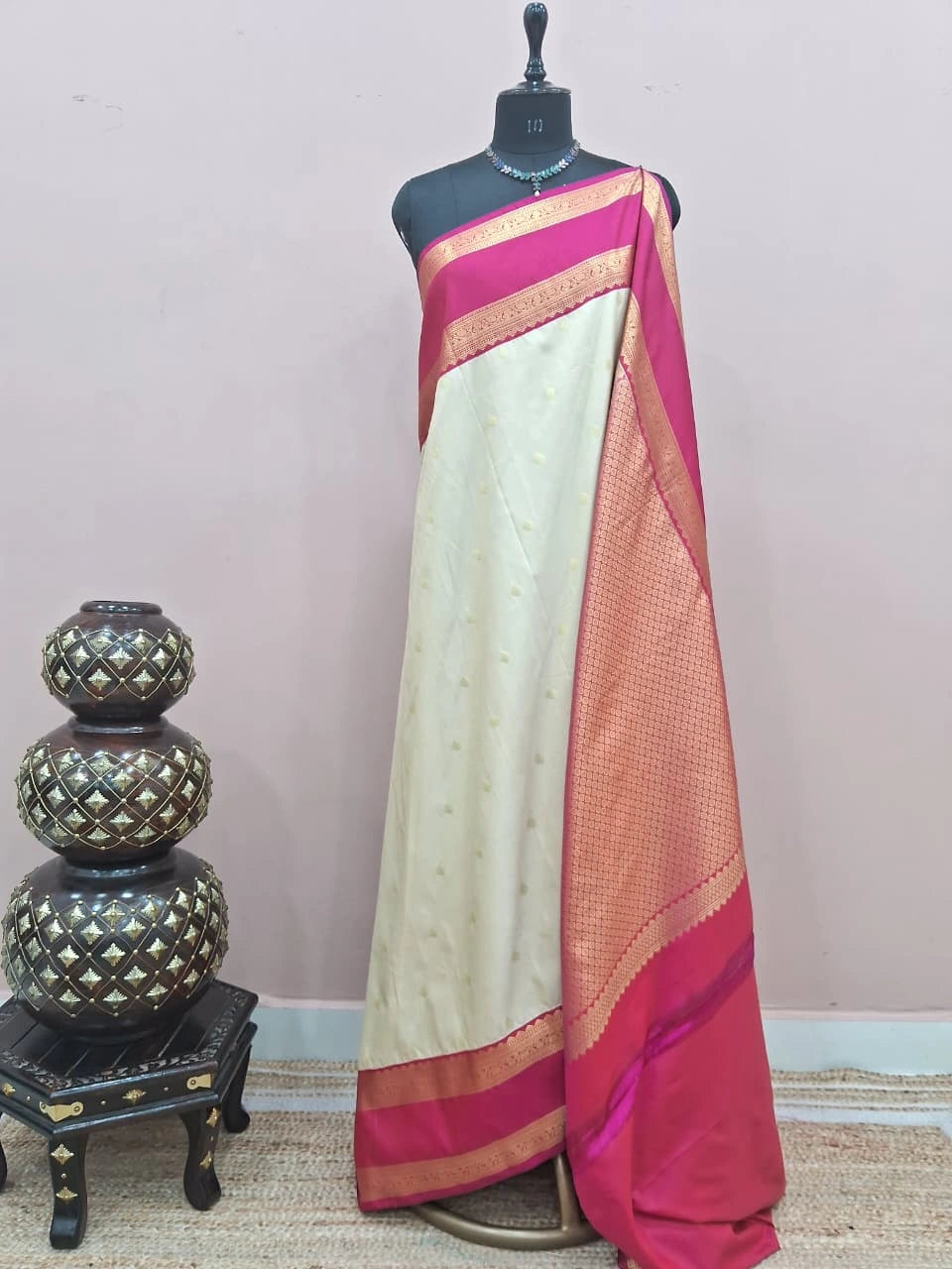 Off-White Kanchi Soft Silk Saree